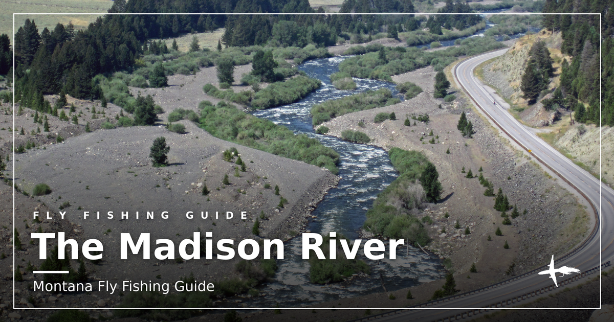 Aerial view of the Madison River winding through a canyon reach below the Madison Landslide, Montana