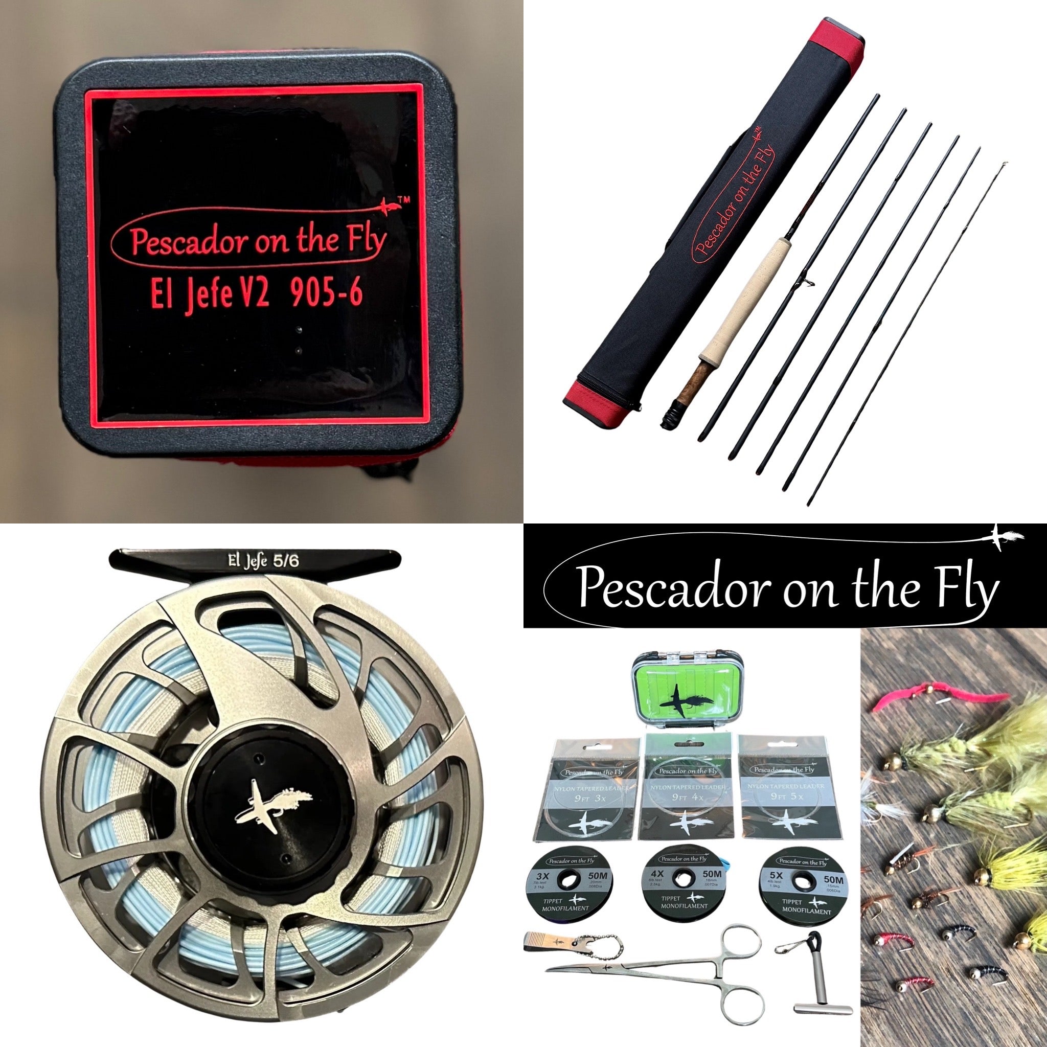 El Jefe v2 905-6 Packable Combo - Six Section 9'5 Weight Complete Travel Fly Fishing Package