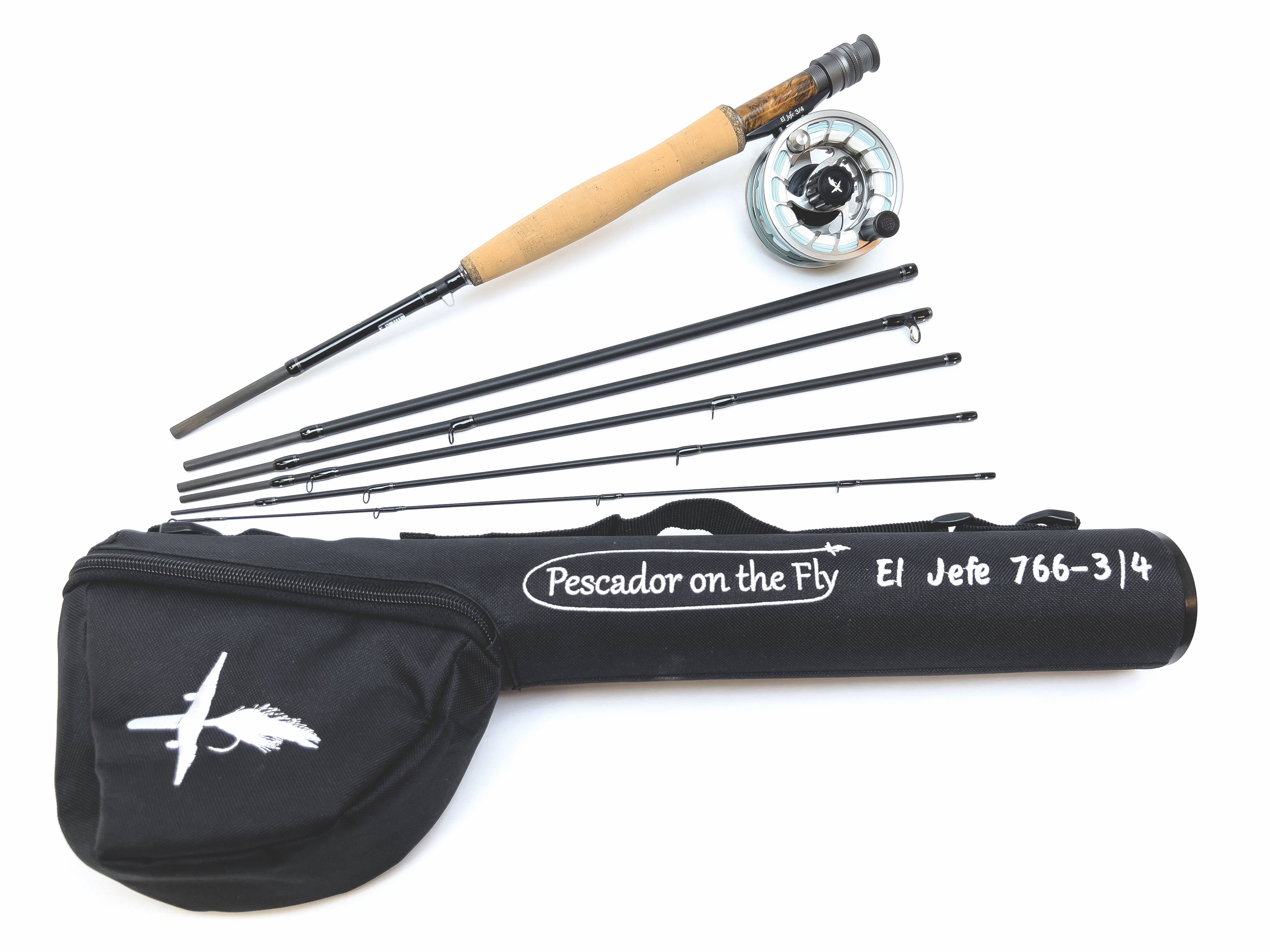 El Jefe Fly Fishing Combo Package | 766-3 | 7'6" Six Section 3 Weight Fly Rod And Reel Outfit