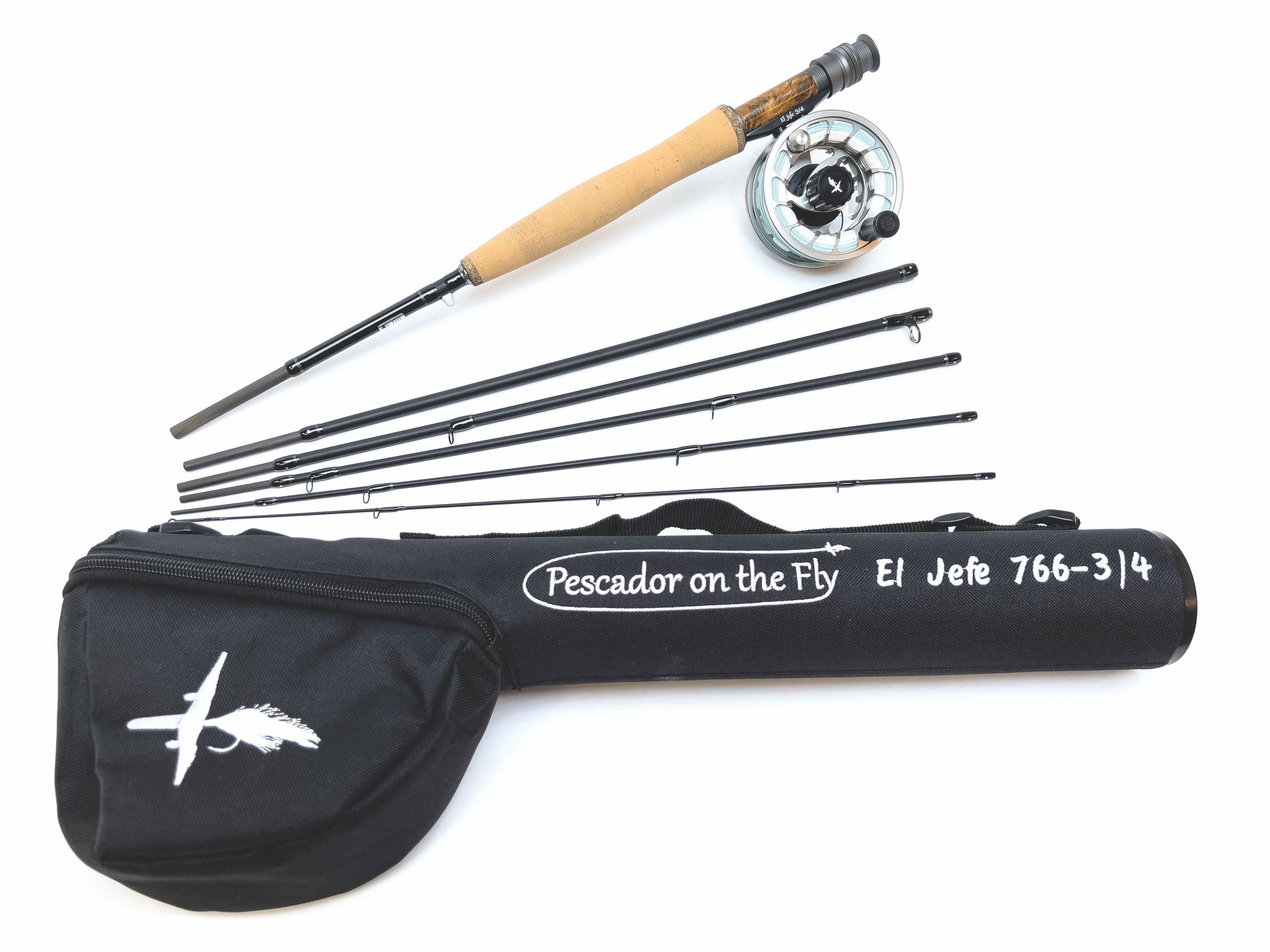 El Jefe Fly Fishing Combo Package | 766-4 | 7'6" Six Section 4 Weight Fly Rod And Reel Outfit