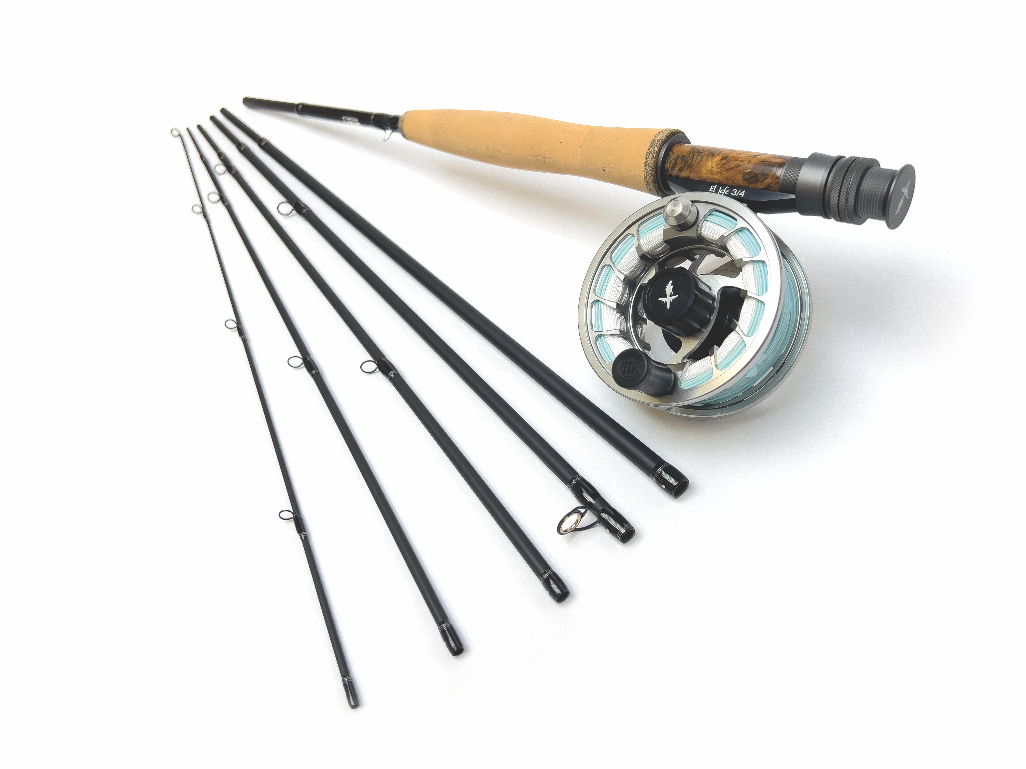 El Jefe Fly Fishing Combo Package | 766-3 | 7'6" Six Section 3 Weight Fly Rod And Reel Outfit