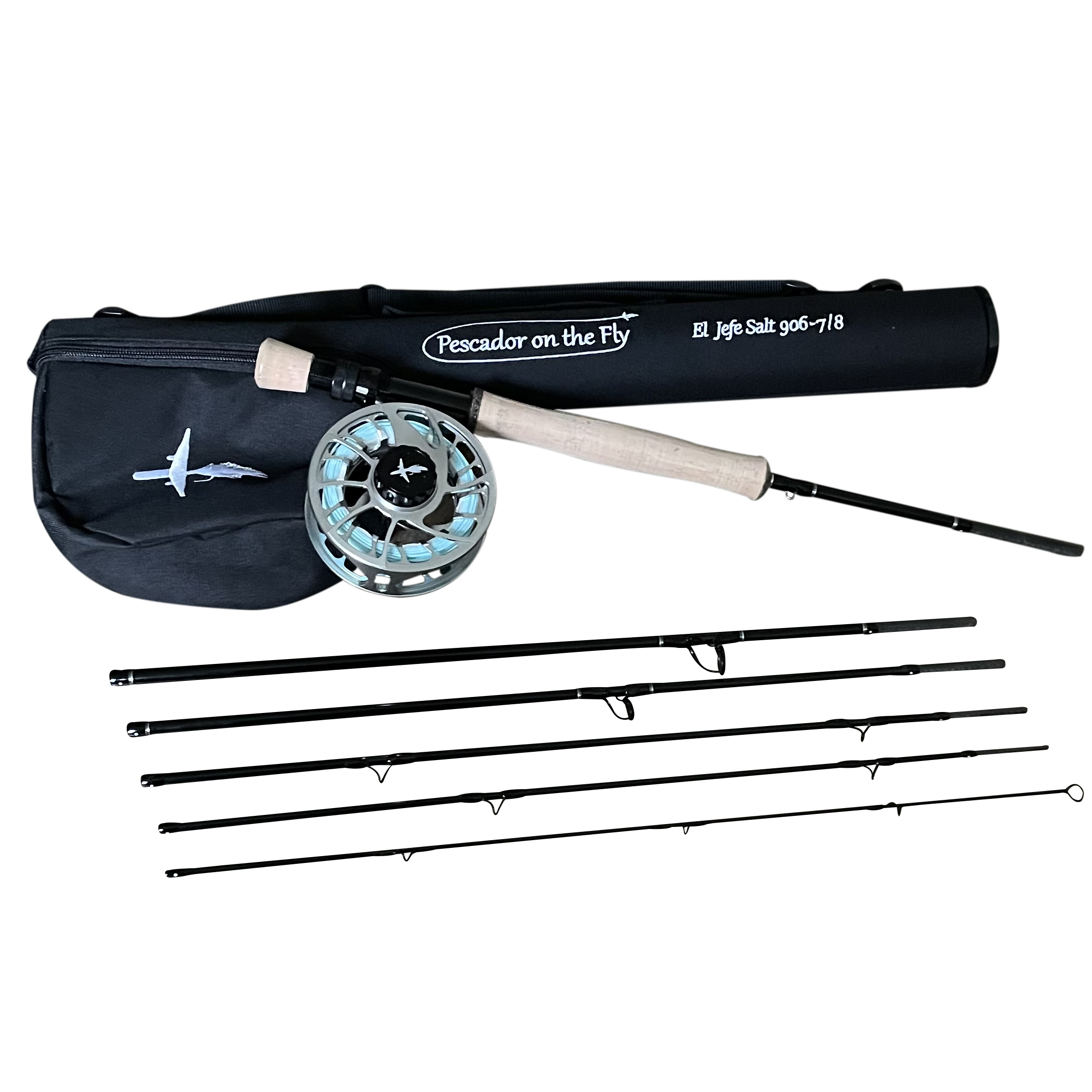 El Jefe Saltwater Fly Fishing Combo Package | 906-8 | 9' Six Section 8 Weight Fly Rod And Reel Outfit