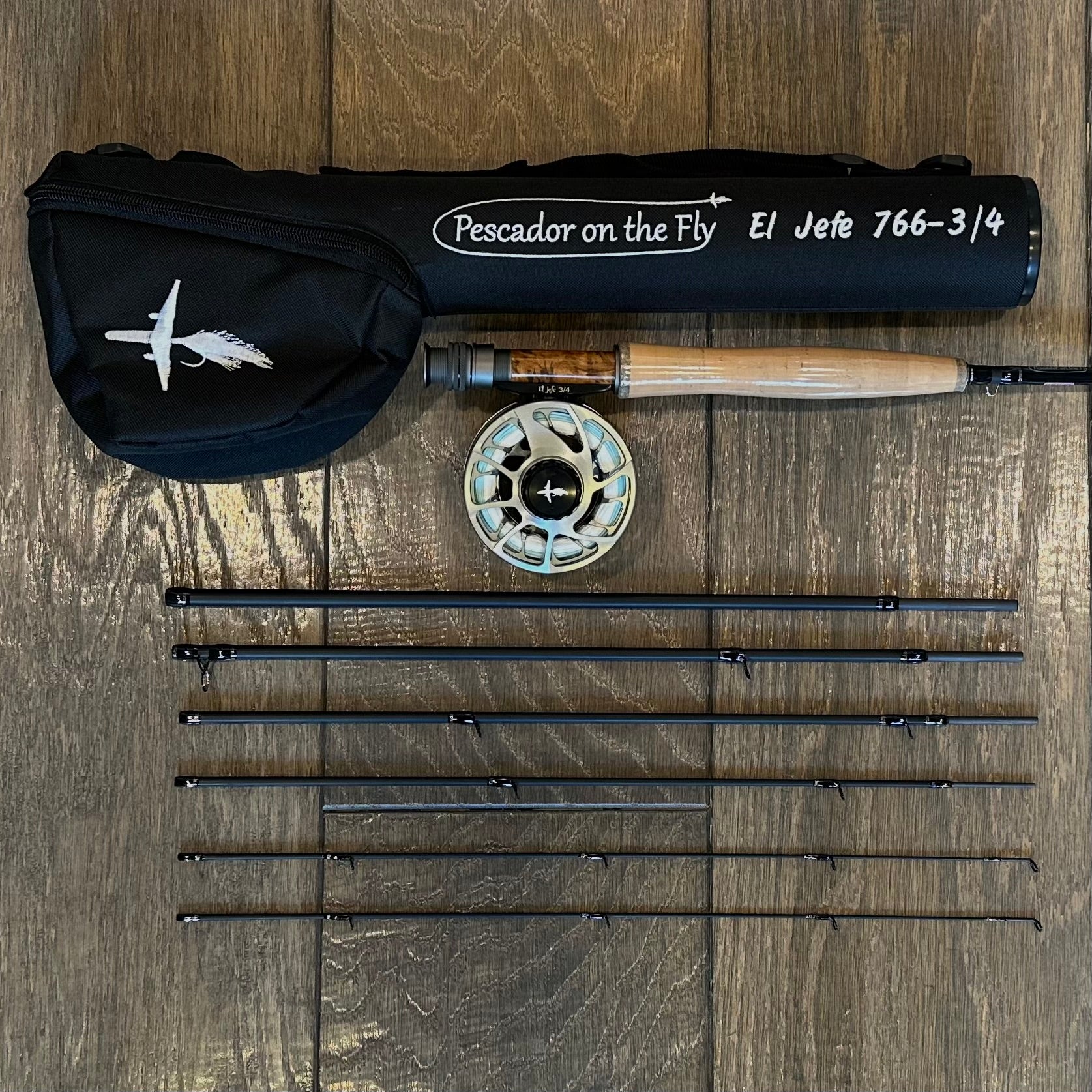 El Jefe Fly Fishing Combo Package | 766-3 | 7'6" Six Section 3 Weight Fly Rod And Reel Outfit