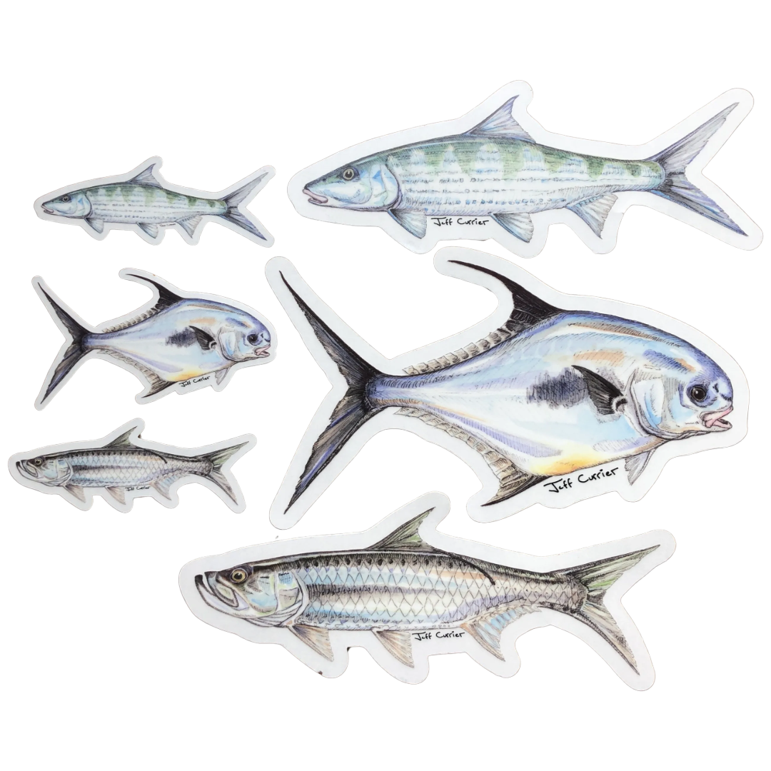 JEFF CURRIER DESIGNED PREMIUM SALTWATER FLATS FISH DECALS