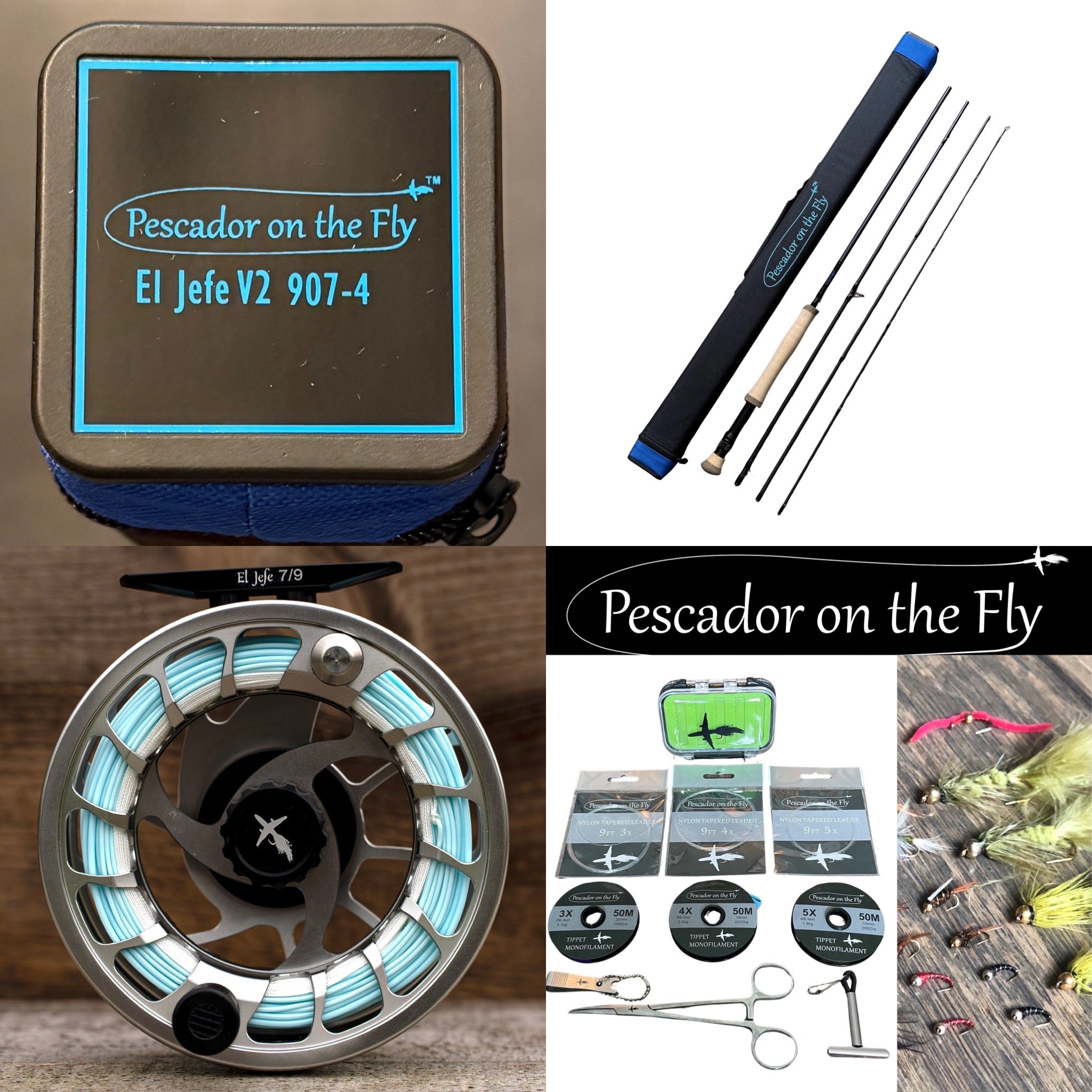 El Jefe v2 907-4 Combo - Four Section 9’ 7 Weight Complete Saltwater or Freshwater Combo