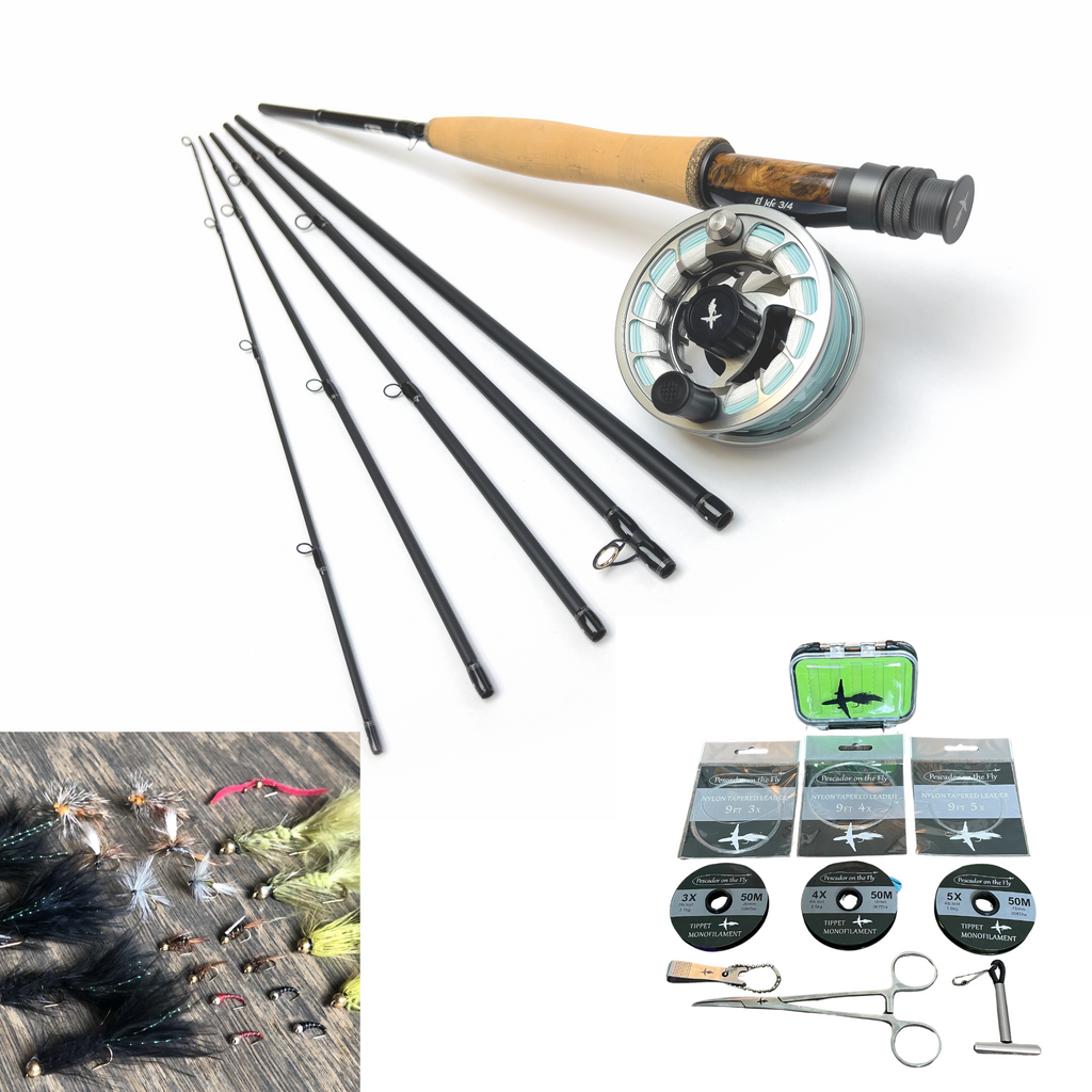 El Jefe Wild Fly Fishing Combo Package | 764 | 7'6 Four Section 2 Weight  Fly Rod And Reel Outfit