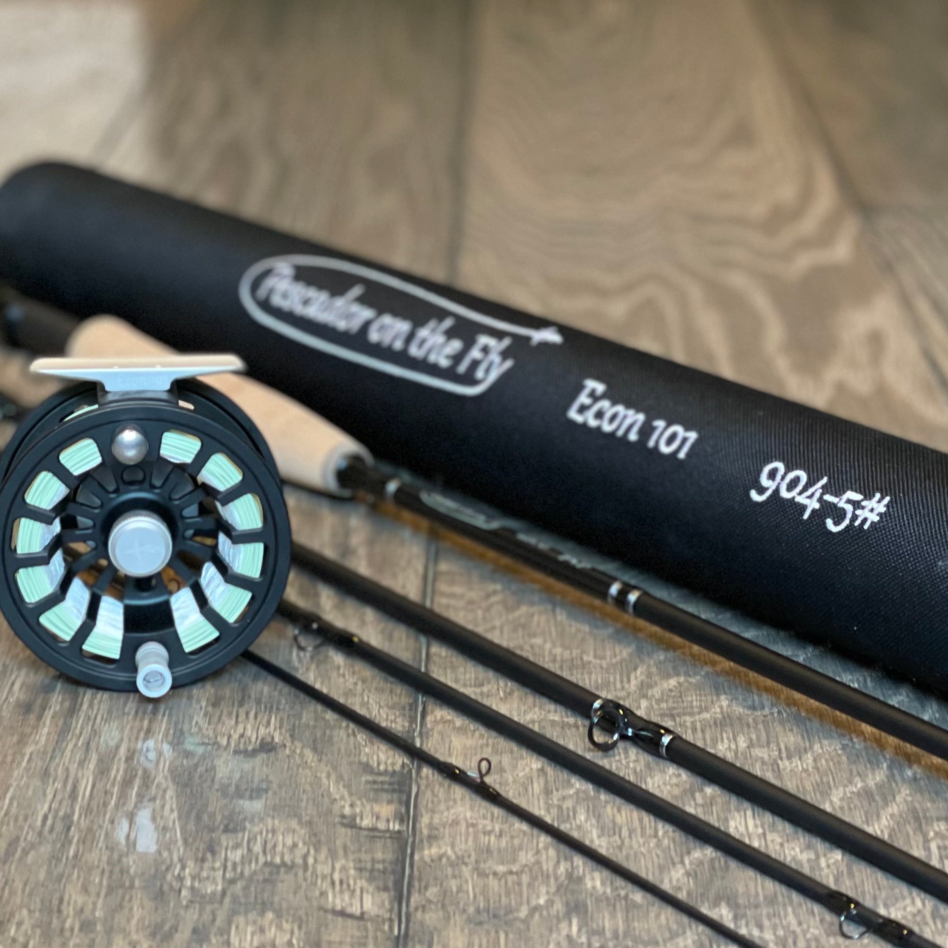 ECON 101 Fly Fishing Starter Combo Package | 904-5 | 9' Four Section 5 Weight Fly Rod And Reel Beginner Outfit