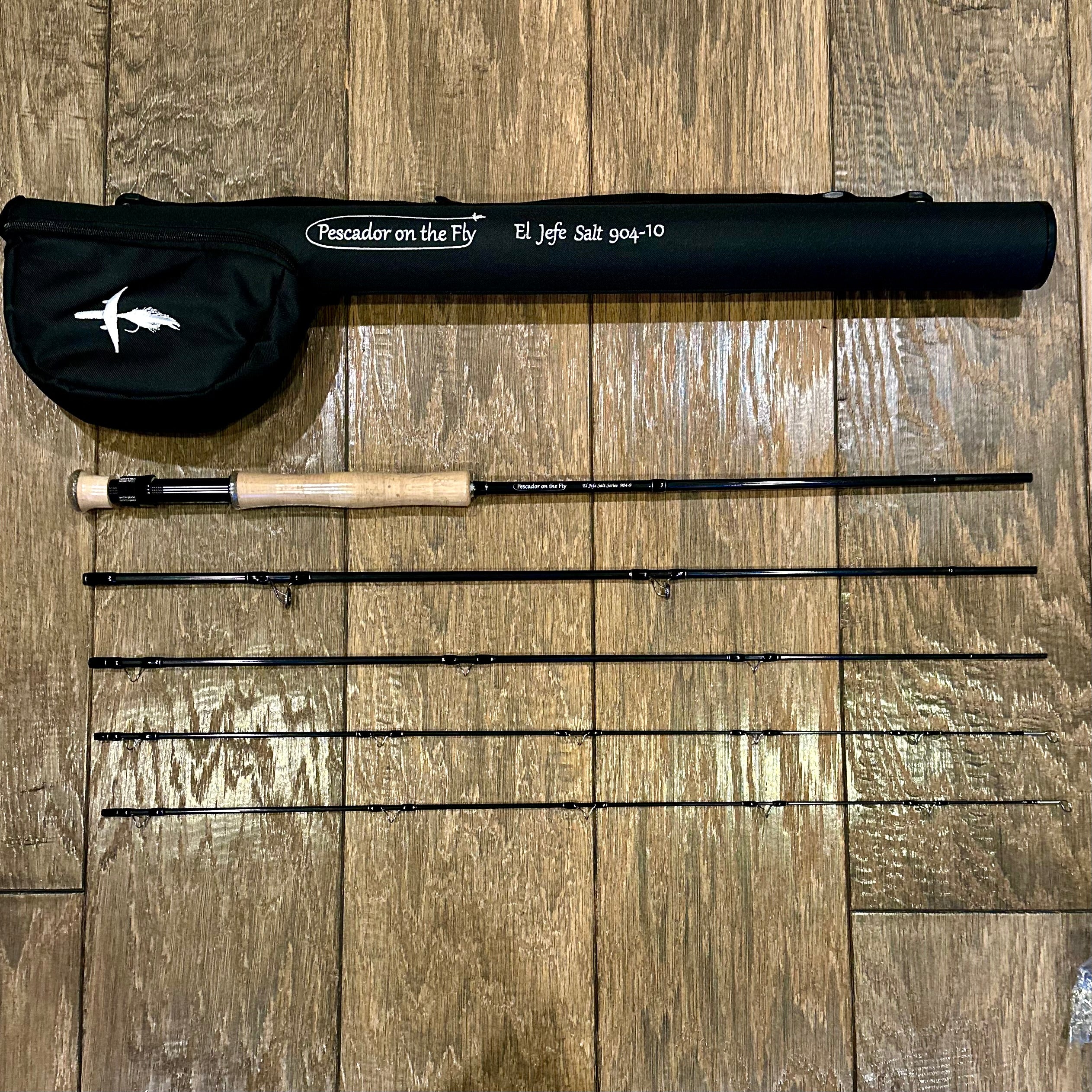 El Jefe Saltwater Fly Fishing Combo Package | 904-10 | 9' Four Section 10 Weight Fly Rod And Reel Outfit