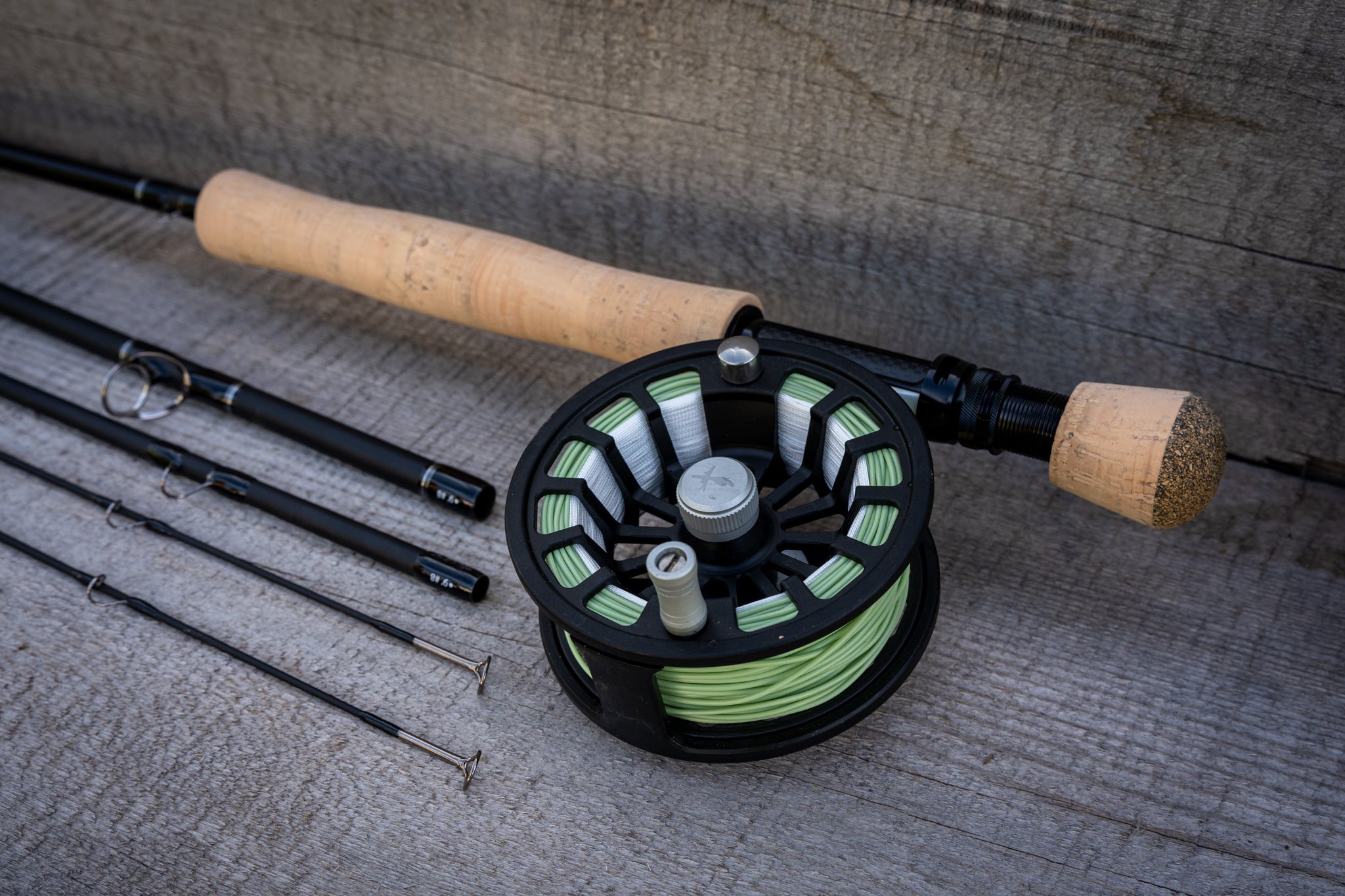 8 piece fly fishing rod Pflueger Kit ft. 5/6 wt, graphite 30M backing line(Yellow) Econ 101 9' 8 Weight